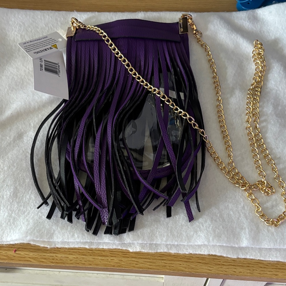 Purple Fringe Crossbody Bag
